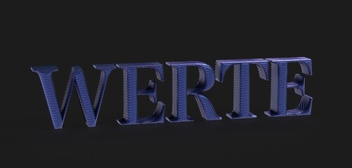 High-quality 3D rendering of the German word 'Werte' (values), ideal for concepts of ethics,...