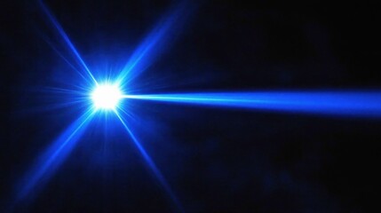Fototapeta premium A bright blue light beam emanating from a central shining sphere