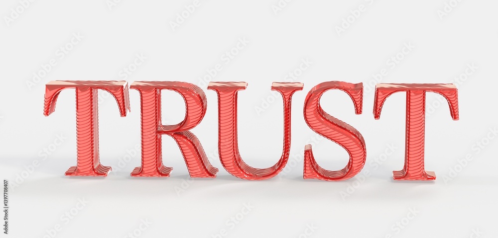 Aufkleber high-quality 3d rendering of the word trust, perfect for concepts of reliability and honesty.