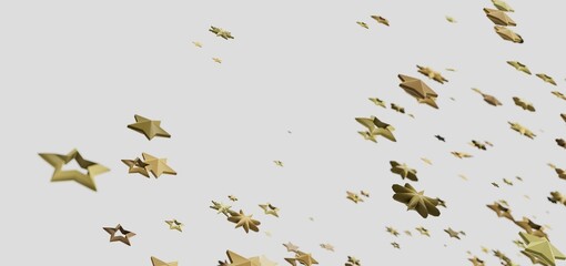 Abstract background with many golden stars falling on white. Perfect for celebration, awards, or luxury concepts.