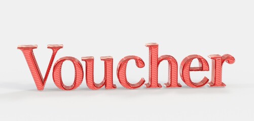 High-quality 3D render of the word Voucher in red. Perfect for marketing materials and promotions.