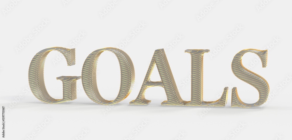Poster high-quality 3d rendered image of the word goals. perfect for motivational and business content.