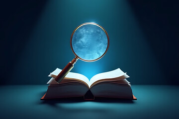 Exploring knowledge book indoor still life low angle discovery through magnification