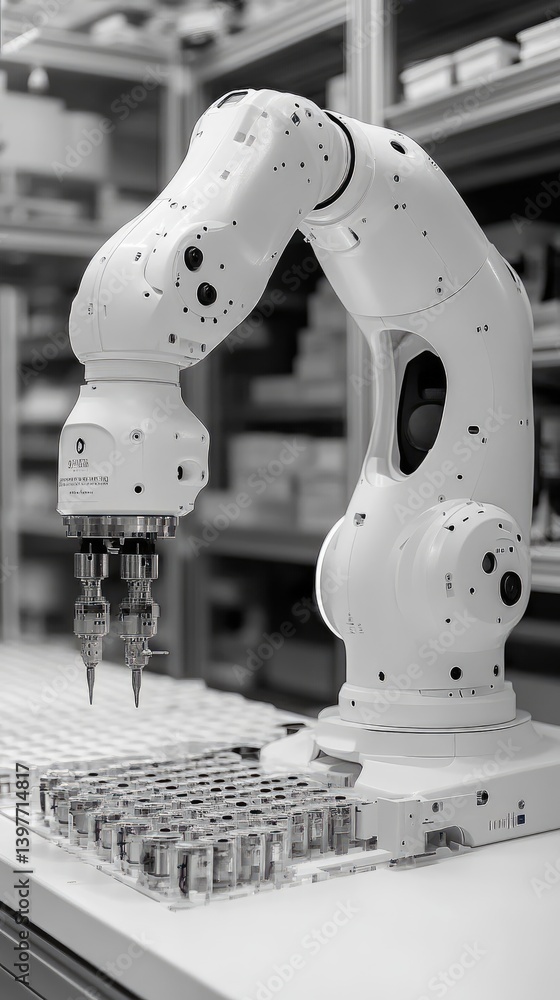 Poster robotic arm in factory setting