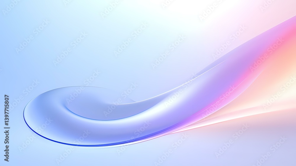 Poster elegant flowing curve with soft gradient transitions from blue to pink and purple creates dynamic mo