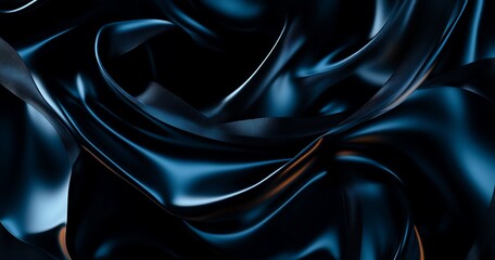 Fototapeta premium Fluid, dark blue, luxurious fabric drapes