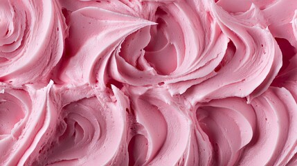 Obraz premium Close up of swirls of smooth pink frosting texture creating a visually appealing sweet background