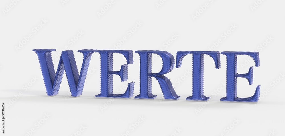 Poster high-quality 3d rendering of the german word 'werte,' meaning values. ideal for concepts of ethics, 