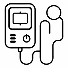 blood pressure monitor outline icon on white background
