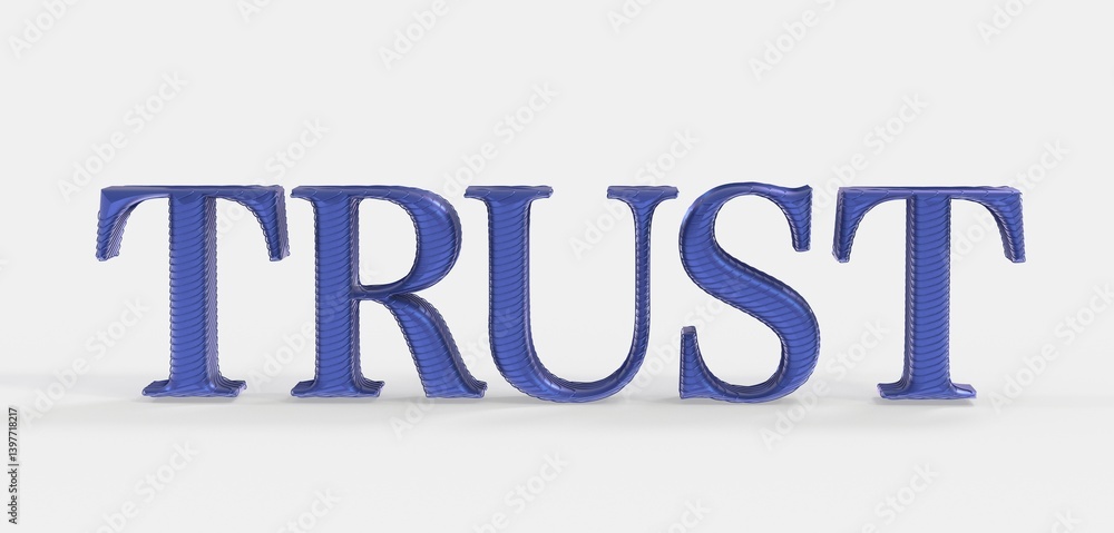Poster high-quality 3d rendering of the word trust, perfect for concepts of reliability and faith.