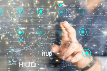 Neural network 3D illustration. Big data and cybersecurity
