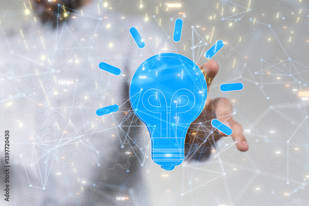 Poster neural network 3d illustration. big data and cybersecurity