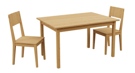 Isolated Wooden Table and Chairs