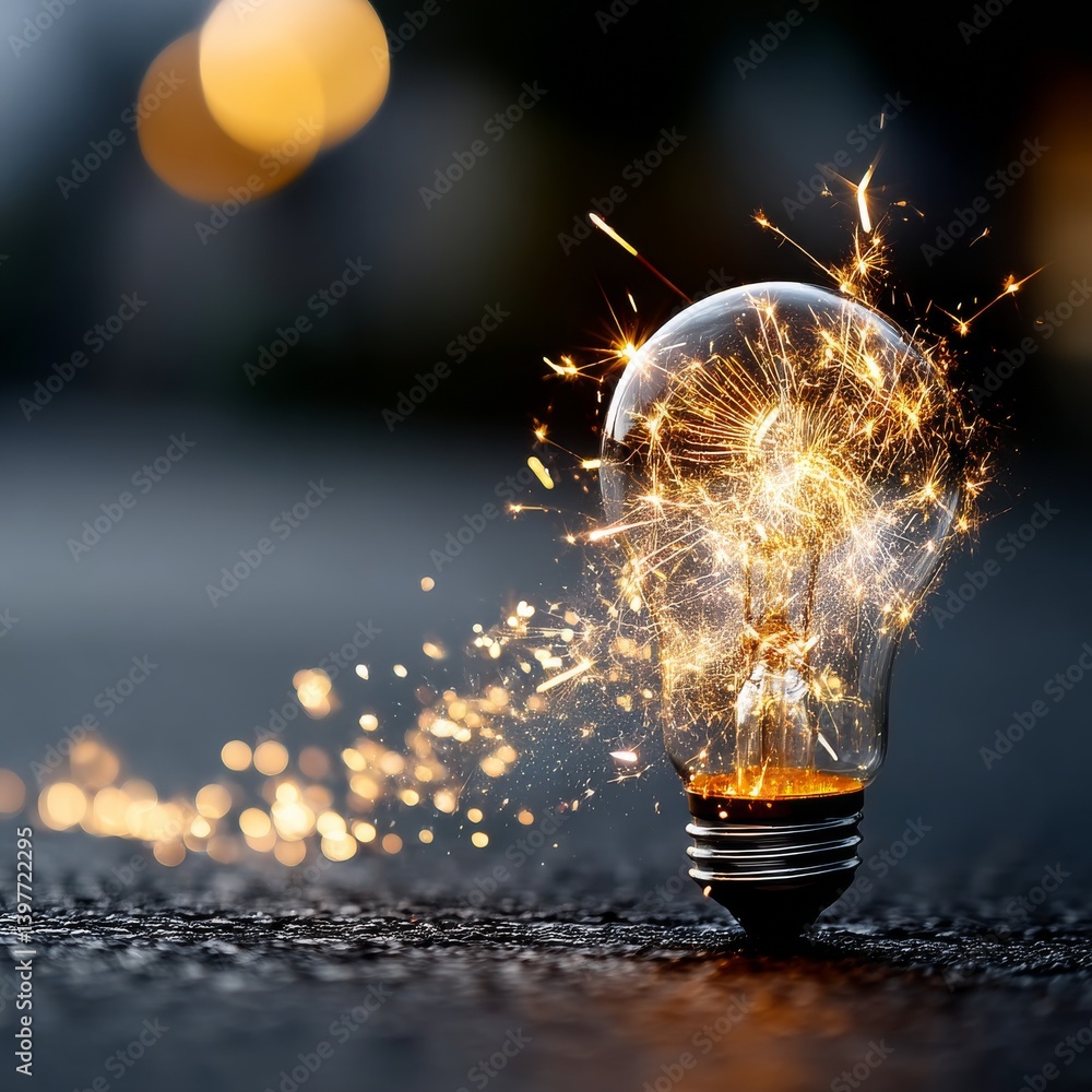 Aufkleber lightbulb spark: unleashing creative energy with a burst of light, symbolizing innovation and brilli
