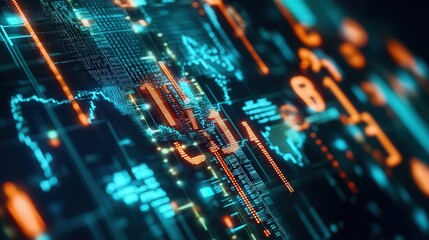 Fototapeta premium an abstract representation of import tariffs increasing, with virtual currency symbols and global logistics routes connected through augmented reality