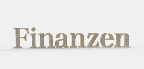 3D-Rendering des Wortes Finanzen aus M√ºnzen. Perfekt f√ºr Finanzthemen, Wirtschaft und Geldanlage.