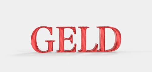 High-quality 3D rendering of the German word for money, 'Geld'. Perfect for financial, banking, or...