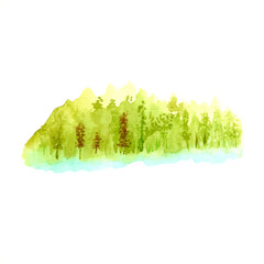 Watercolor Forest Illustration isolated hand drawn watercolor illustration transparent background