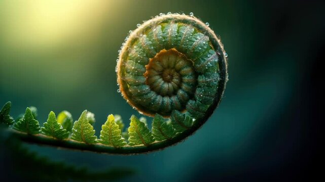Curled Fern Slowly Unfurls: A Mesmerizing Macro Video of Nature's Growth and Transformation