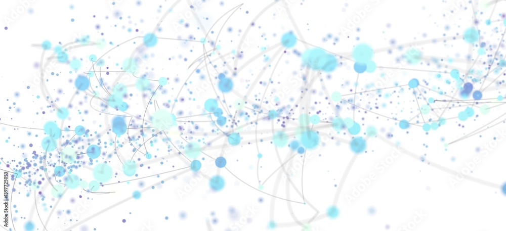 Poster Abstract background image featuring a network of interconnected blue dots and lines on a white background. Perfect for technology, connection, or communica