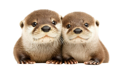 Playful otters in a natural habitat close-up photography wildlife environment cheerful interaction