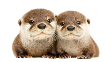 Playful otters in a natural habitat close-up photography wildlife environment cheerful interaction