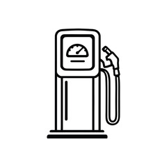 Gas station icon ,Black and White Gas Pump Line Drawing &ndash; Representation of Fuel Stations and Refueling Vector Illustration