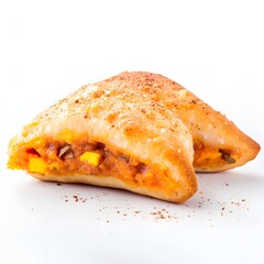 Savory Stuffed Pastries with Flavorful Filling on a Bright White Background