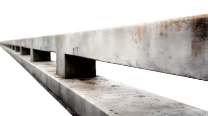 Long concrete jersey barrier dividing road on transparent background