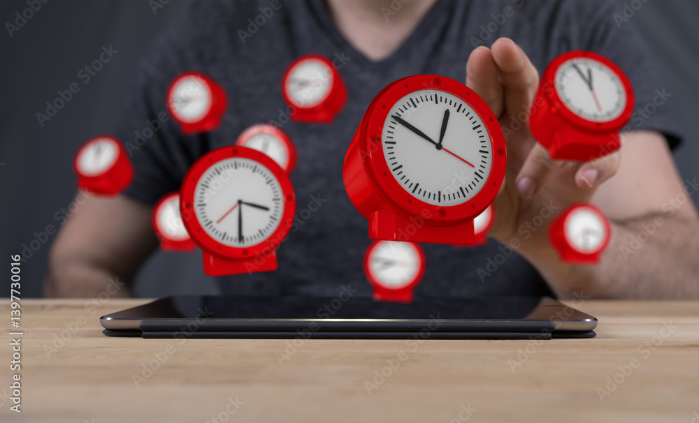 Poster Abstract image of a person managing time effectively using technology.