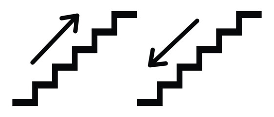 stairs up and down icon vector. stairway sign. stairs icon upward and downward. modern stairs icon. vector illustration on transparent background