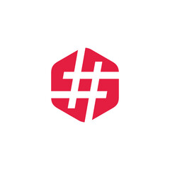 Hashtag Hexagon Logo design vector template isolated on white background