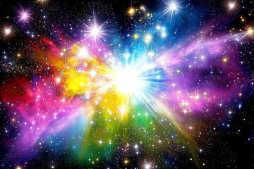 Fototapeta premium An artistic depiction of vibrant colors exploding across space