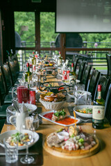 buffet festive table holiday beautiful food table setting buffet