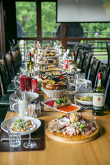 buffet festive table holiday beautiful food table setting buffet