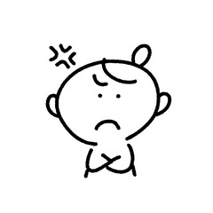 腕組みをして怒る女性・怒りマーク