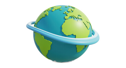 Isolated Earth globe encircled