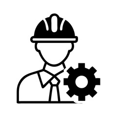 Engineer with Gear Symbol Icon Design