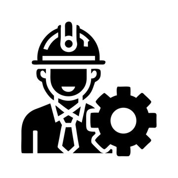 Engineer with Gear Symbol Icon Design