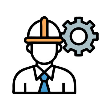 Engineer with Gear Symbol Icon Design