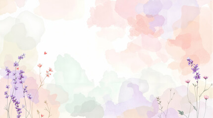Delicate Floral Watercolor Background with Lavender Sprigs and Pastel Hues