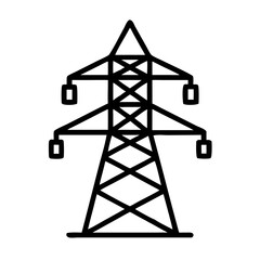 Transmission Tower Icon Design with Power Lines