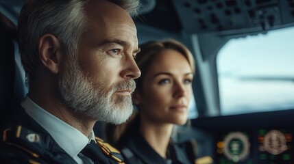 a beautiful middle-aged woman airplane captain instructor explain flight dynamics during an advanced aircrew briefing session.