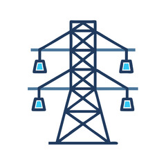Transmission Tower Icon Design with Power Lines