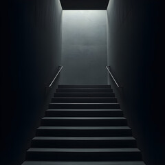 Fototapeta premium dark stairs interior, liminal place style, minimalistic view