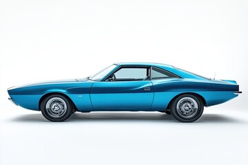 A blue coupe isolated on a white background
