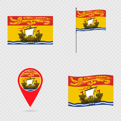 Obraz premium New Brunswick Flag Set, Province of Canada.
