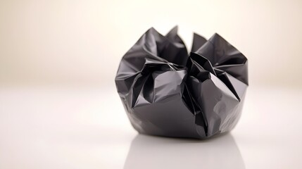 Intricate Black Origami Sculpture with Unique Folded Design and Minimalist Aesthetic