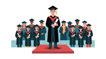 group of students in graduation cap