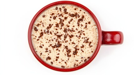 Delicious Hot Chocolate Beverage Topped With Chocolate Shavings In A Red Mug